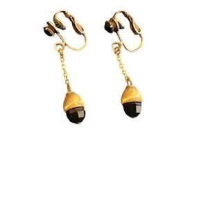 Vintage Women's Black and Gold earrings Jewelry